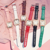 Square Luxury Diamond Women Watches Set Leather Ladies Watch Waterproof Female Quartz Wristwatch Relogio Feminino Reloj Mujer