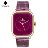 Fashion Women Watches 2022 WWOOR White Leather Minimalist Rectangle Ladies Quartz Dress Wristwatch Relogio Feminino Montre Femme