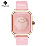 Fashion Women Watches 2022 WWOOR White Leather Minimalist Rectangle Ladies Quartz Dress Wristwatch Relogio Feminino Montre Femme