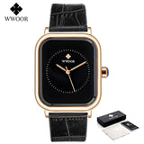 Fashion Women Watches 2022 WWOOR White Leather Minimalist Rectangle Ladies Quartz Dress Wristwatch Relogio Feminino Montre Femme