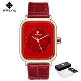 Fashion Women Watches 2022 WWOOR White Leather Minimalist Rectangle Ladies Quartz Dress Wristwatch Relogio Feminino Montre Femme