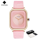 Fashion Women Watches 2022 WWOOR White Leather Minimalist Rectangle Ladies Quartz Dress Wristwatch Relogio Feminino Montre Femme