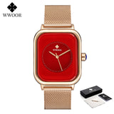 Fashion Women Watches 2022 WWOOR White Leather Minimalist Rectangle Ladies Quartz Dress Wristwatch Relogio Feminino Montre Femme