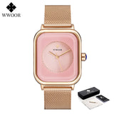 Fashion Women Watches 2022 WWOOR White Leather Minimalist Rectangle Ladies Quartz Dress Wristwatch Relogio Feminino Montre Femme