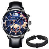 2022 Fashion Mens Watches Luxury Business Quartz Wristwatch Calendar Date Luminous Clock Male Casual Sports Leather Watch