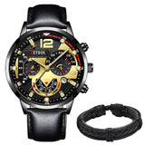 2022 Fashion Mens Watches Luxury Business Quartz Wristwatch Calendar Date Luminous Clock Male Casual Sports Leather Watch