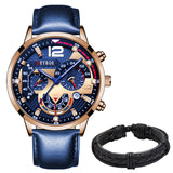 2022 Fashion Mens Watches Luxury Business Quartz Wristwatch Calendar Date Luminous Clock Male Casual Sports Leather Watch